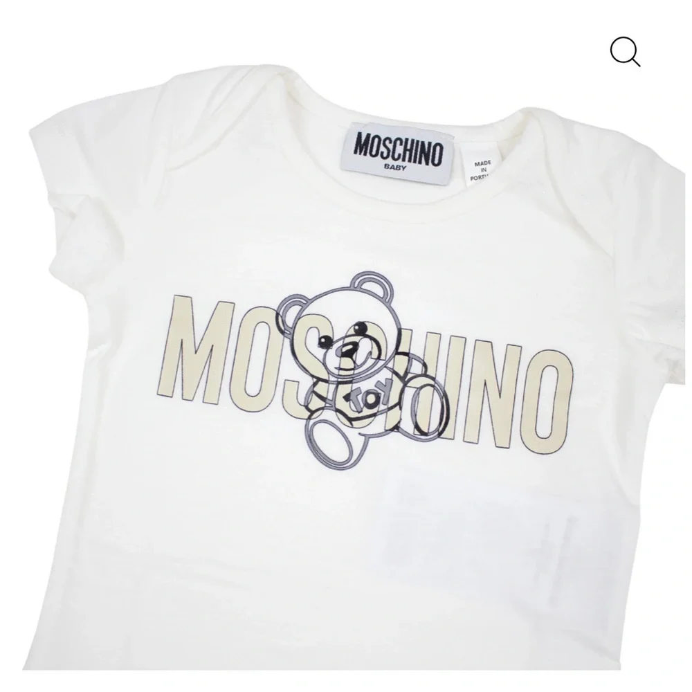 Moschino Kids Blue and White Bear Print One Pieces Set of two in gift box